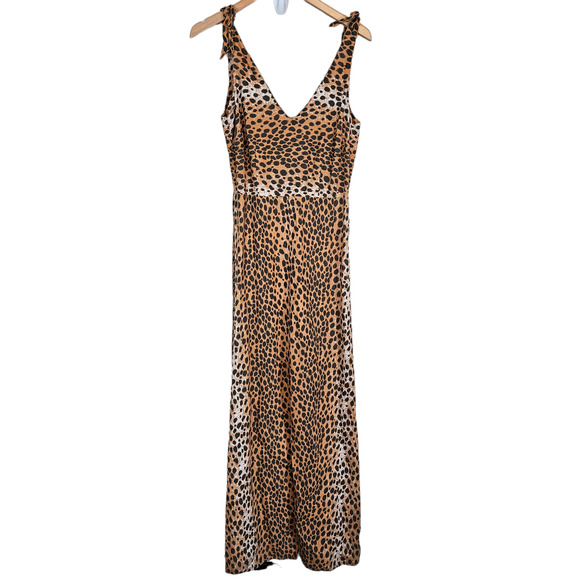 Asos Tie Back Linen Maxi Dress in Leopard Print Women's 6 Casual Weekend - Picture 1 of 12